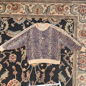 adidas Animal Print Crew Neck Sweater - Beige and Black